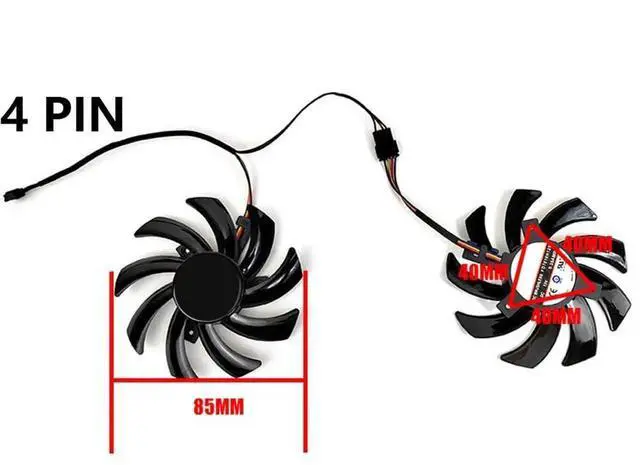 Alt view image 3 of 6 - Graphics Card Cooling Fans Suitable forSapphire R9 270X 280 280X 285 290 350 370X 380 HD6850 HD6930 HD7850 HD7870 HD7950 HD7970 Series Desktop FDC10H12S9-C 85mm 12V 4Pin Video Card Cooler Fans