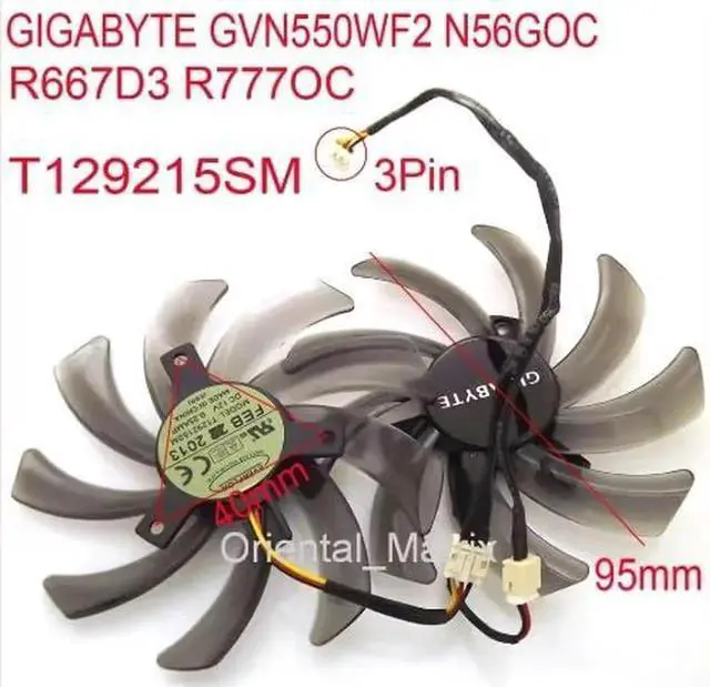 Alt view image 2 of 2 - 2pcs/Lot T129215SM 95mm 12V 0.25A VGA Fan for GVN550WF2 N56GOC R667D3 R777OC Graphics Card Cooling Fan