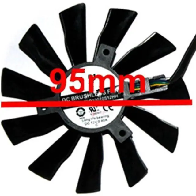 Alt view image 3 of 6 - Graphics Card Cooling Fans Suitable forMSI R9 290X 290 285 280X 280 570X 270 260X GTX 660 750 750TI 760 770 780 780TI Twin Frozr Series Desktop PLD10010S12HH 95mm 12V 0.4A 4Pin Video Card Cooler Fans