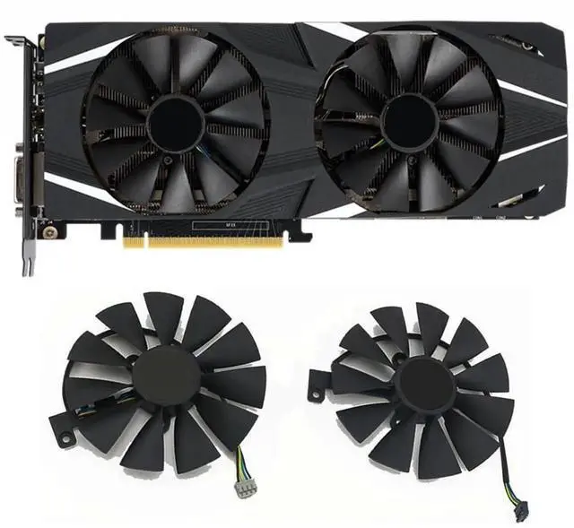 Alt view image 6 of 6 - Graphics Card Cooling Fan Replacement forASUS Dual RTX 2060 2070 2080 2080Ti Gaming Series FDC10U12S9-C 87mm 12V 0.45A 4Pin Video Card Cooler Fans GPU Fan (2PCS)