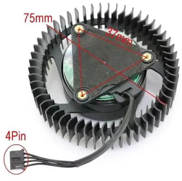 Alt view image 2 of 2 - PLB07525B12HH DC12V 1.20A 75mm for RTX2080 2080ti GTX1080 1080ti Turbo Graphics Card Cooling Fan 4Wire 4Pin
