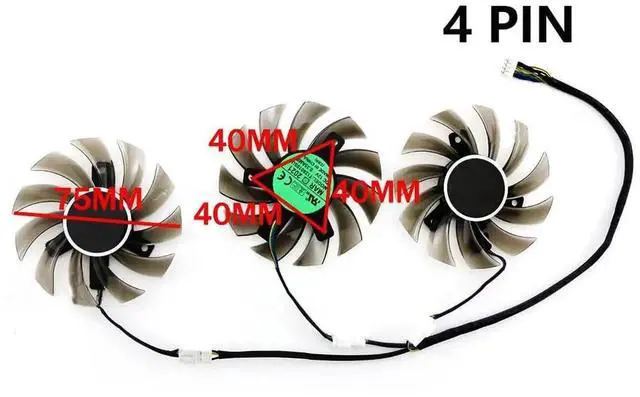 Alt view image 6 of 6 - Graphics Card Cooling Fans Suitable forPowerColor forDATALAND RX 480 570 4GB Red Devil Series Desktop T128010SU 75mm 12V 0.35A 4Pin Video Card Cooler Fans GPU Fan