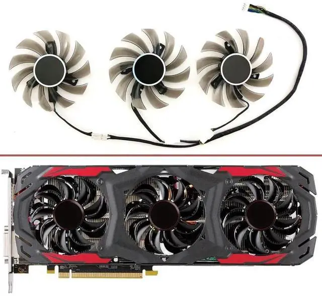 Alt view image 4 of 6 - Graphics Card Cooling Fans Suitable forPowerColor forDATALAND RX 480 570 4GB Red Devil Series Desktop T128010SU 75mm 12V 0.35A 4Pin Video Card Cooler Fans GPU Fan