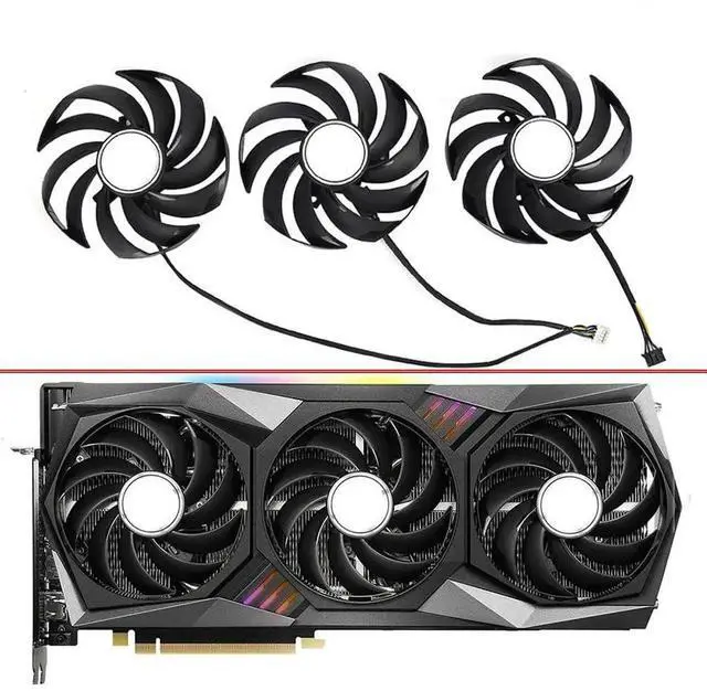 Alt view image 3 of 6 - Graphics Card Cooling Fans Suitable forMSI RTX 3060 3070 3080 3090 3060Ti 3070TI RX 6800 6800XT 6900XT Gaming Trio Series Desktop 90mm PLD09210S12HH 12V 0.40A 4Pin Video Card Cooler Fans GPU Fan