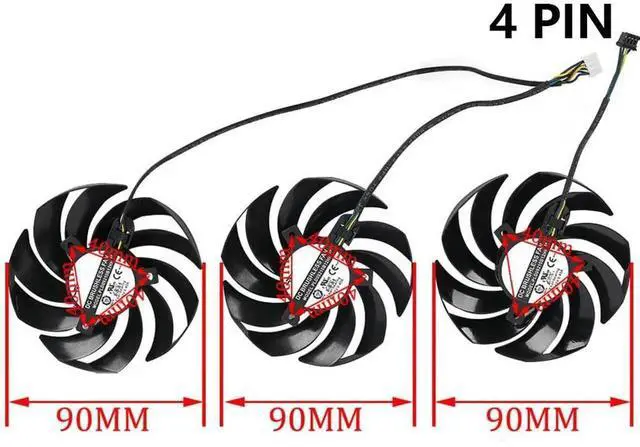 Alt view image 5 of 6 - Graphics Card Cooling Fans Suitable forMSI RTX 3060 3070 3080 3090 3060Ti 3070TI RX 6800 6800XT 6900XT Gaming Trio Series Desktop 90mm PLD09210S12HH 12V 0.40A 4Pin Video Card Cooler Fans GPU Fan