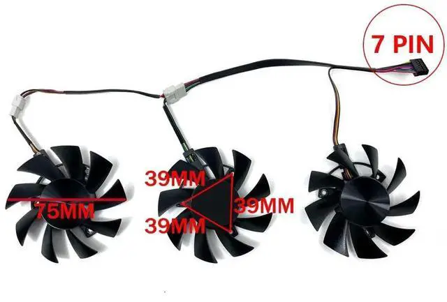 Alt view image 6 of 6 - Graphics Card Cooling Fans Replacement forASUS TUF3 TUF X3 RX 5700XT 5700 GTX 1660 1660S 1660TI Gaming Series 75mm PLA08015S12HH 12V 0.35A 7Pin Video Card Cooler Fans GPU Fan
