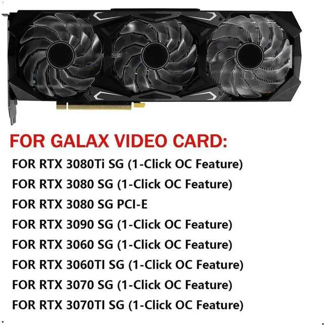 Alt view image 6 of 6 - Graphics Card Cooling Fans Suitable forGalax RTX 3060 3060TI 3070 3070TI 3080 3080TI 3090 SG Series Desktop 90mm 12V 0.45A 4Pin Video Card Cooler Fans GPU Fan (Fan-B)