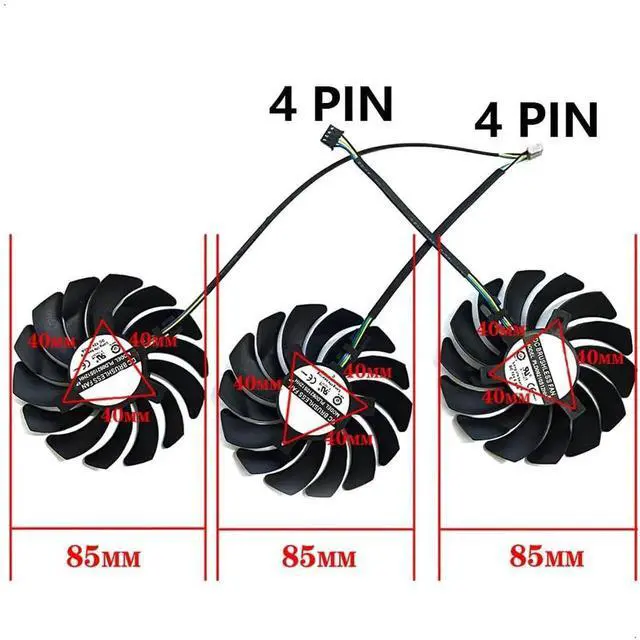 Alt view image 5 of 6 - Graphics Card Cooling Fans Suitable forMSI RTX 3060 3060Ti 3070 3070TI 3080 3080TI 3090 Ventus 3X Series Desktop PLD09210S12HH PLD09210B12HH 85mm 12V 0.40A 4Pin Video Card Cooler Fans GPU Fan