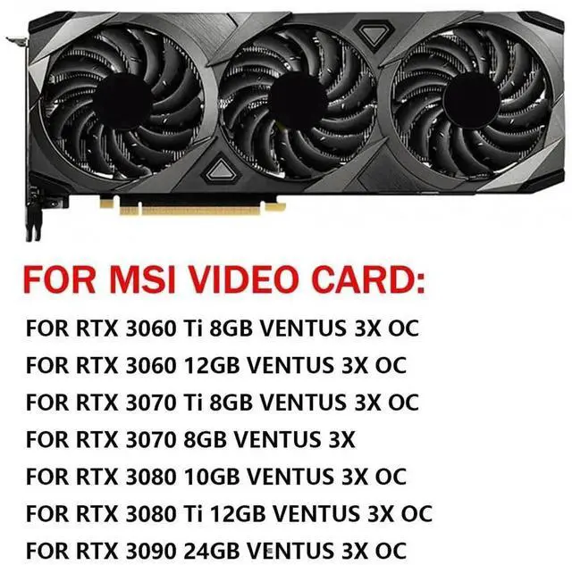 Alt view image 2 of 6 - Graphics Card Cooling Fans Suitable forMSI RTX 3060 3060Ti 3070 3070TI 3080 3080TI 3090 Ventus 3X Series Desktop PLD09210S12HH PLD09210B12HH 85mm 12V 0.40A 4Pin Video Card Cooler Fans GPU Fan