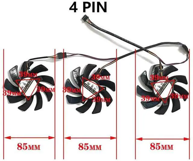 Alt view image 3 of 6 - Graphics Card Cooling Fans Suitable forforAMD RX 6750XT 6800 6800XT 6900XT 6950XT Series Desktop FDC10H12S9-C 85mm 12V 0.35A 4Pin Video Card Cooler Fans GPU Fan