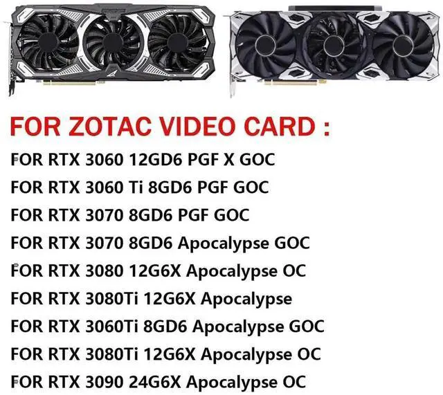 Alt view image 4 of 6 - Graphics Card Cooling Fans Suitable forZOTAC RTX 3060 3060ti 3070 3080 3080TI 3090 PGF GOC/Apocalypse OC Series Desktop 87mm GA92S2U 12V 0.46A 4Pin Video Card Cooler Fans GPU Fan