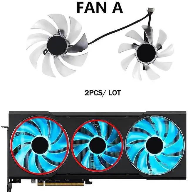 Alt view image 4 of 6 - Graphics Card Cooling Fans Suitable forPowerColor forDATALAND RX 6700XT Hellhound/Hellhound Spectral White Series Desktop FD10015H12D 95mm 12V 0.55A 4Pin Video Card Cooler Fans GPU Fan (Fan-A)