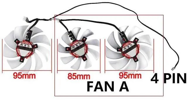 Alt view image 5 of 6 - Graphics Card Cooling Fans Suitable forPowerColor forDATALAND RX 6700XT Hellhound/Hellhound Spectral White Series Desktop FD10015H12D 95mm 12V 0.55A 4Pin Video Card Cooler Fans GPU Fan (Fan-A)