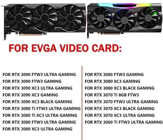 Alt view image 4 of 6 - Graphics Card Cooling Fans Suitable forEVGA RTX 3060TI 3070 3070TI 3080 3080TI 3090 FTW3 / XC3 Gaming Series Desktop 87mm PLD09220S12HH 12V 0.55A 4Pin Video Card Cooler Fans GPU Fan