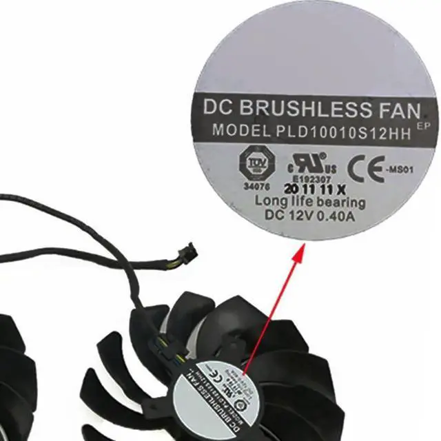 Alt view image 6 of 6 - 2pcs/ lot Graphics Card Cooling Fans Suitable forMSI RTX 3050 3060 3060TI 3070 Ventus 2X RX 6600 6600XT 6650XT 6700XT 6750XT MECH 2X Series Desktop PLD10010S12HH 95mm 12V 0.40A 4Pin (2pcs)