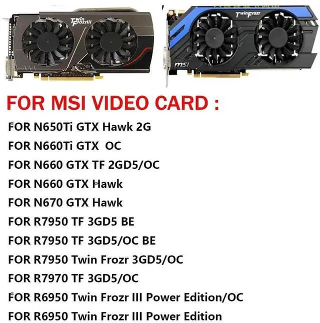 Alt view image 6 of 6 - Graphics Card Cooling Fans Suitable forMSI GTX 650TI 660 660TI 670 N650TI N660 N660TI N670 Hawk HD 6950 7950 7970 R6950 R7950 R7970 Frozr III Series Desktop PLD08010S12HH 75mm 12V 0.35A 4Pin
