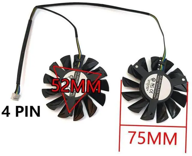 Alt view image 5 of 6 - Graphics Card Cooling Fans Suitable forMSI GTX 650TI 660 660TI 670 N650TI N660 N660TI N670 Hawk HD 6950 7950 7970 R6950 R7950 R7970 Frozr III Series Desktop PLD08010S12HH 75mm 12V 0.35A 4Pin