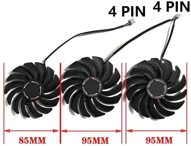 Alt view image 2 of 6 - Graphics Card Cooling Fans Suitable forMSI RTX 2070S 2080 2080S 2080TI Gaming X Z Trio Series Desktop PLD09210S12HH 85MM PLD10010S12HH 95mm 12V 0.40A 4Pin Video Card Cooler Fans GPU Fan