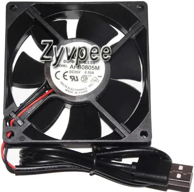 Alt view image 2 of 2 - for 80mm 8025 Zyvpee AFB0805M DC5V 0.55A 2 Wires USB 8CM Cooling Fan