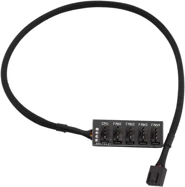 Alt view image 2 of 5 - for ZRM&E 1-Pack 5-Port PWM Fan Hub Splitter 1 Female to 5 Male 4Pin Socket 5 Way All Black Sleeved PC Cooler Cooling Fan Power Cable