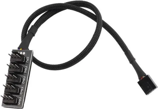 Main image of for ZRM&E 1-Pack 5-Port PWM Fan Hub Splitter 1 Female to 5 Male 4Pin Socket 5 Way All Black Sleeved PC Cooler Cooling Fan Power Cable