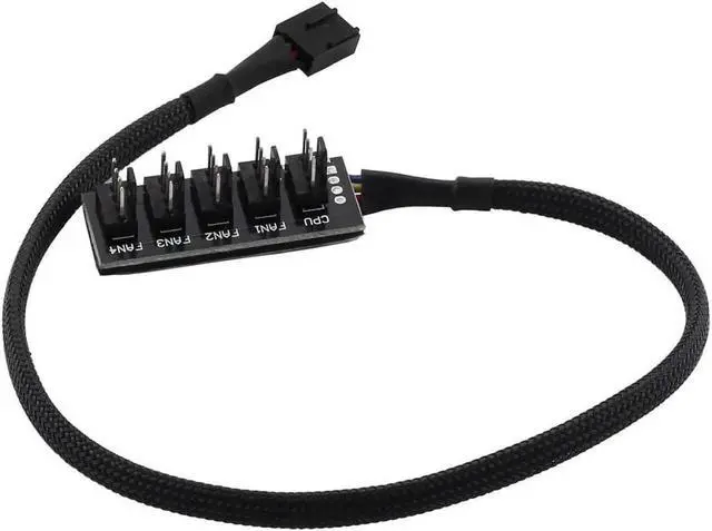 Alt view image 5 of 5 - for ZRM&E 1-Pack 5-Port PWM Fan Hub Splitter 1 Female to 5 Male 4Pin Socket 5 Way All Black Sleeved PC Cooler Cooling Fan Power Cable