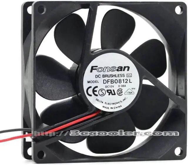 Main image of for Delta/FONSAN 8CM 8025 DFB0812L 12V 0.08A 2 Wires 2 Pins Case Fan
