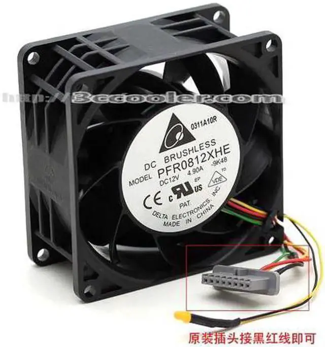 Alt view image 2 of 3 - for Delta 8038 8CM PFR0812XHE DC12V 4.90A 4 Wires 8 Pins Case Fan Car booster fan