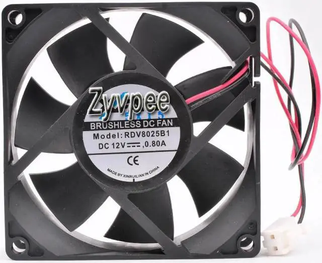 Alt view image 3 of 3 - for 80mm 8025 DC12V 0.08A 2Wires 2Pin 8cm Server Power Cooling Fan