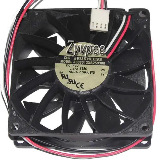 Main image of for ADDA 80mm AS08012XB259300 12V 0.57A 3 wires 3 pins 8cm cpu cooling fan