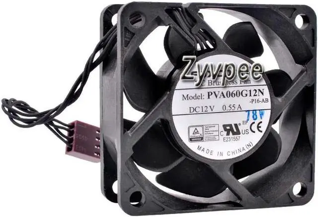 Main image of for 60mm 6025 Zyvpee PVA060G12N -P16-AB 12V 0.55A 4Wires 4 Pins 6cm Chassis CPU Cooling Fan
