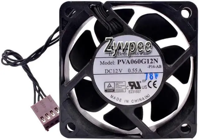 Alt view image 3 of 3 - for 60mm 6025 Zyvpee PVA060G12N -P16-AB 12V 0.55A 4Wires 4 Pins 6cm Chassis CPU Cooling Fan