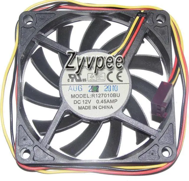 Main image of for EVERFLOW 7010 7CM R127010BU 12V 0.45A 3 Wires 3 Pins connector DC square Fan, case Fan