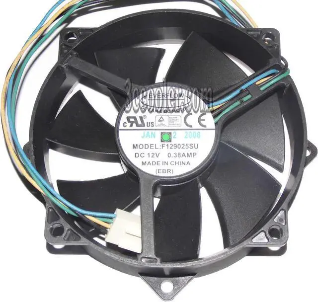 Main image of for EVERLOW 9CM 9225 F129025SU 12V 0.38A 4 Wires Circular CPU Cooler Fan with 8 Mounting-hole