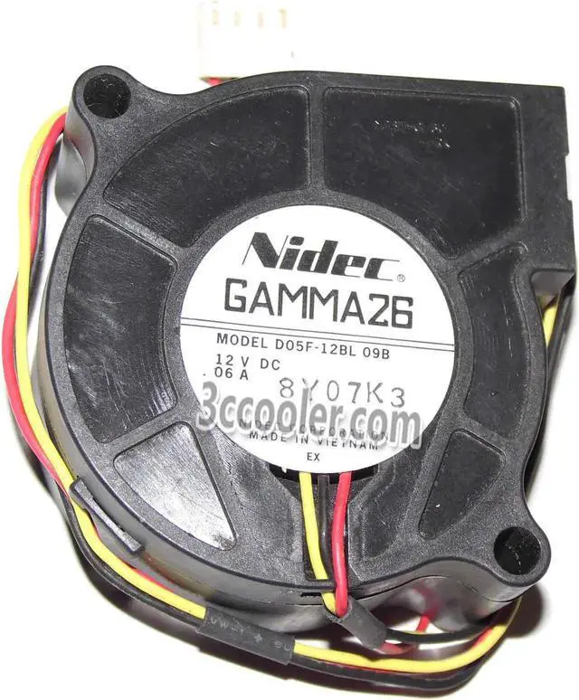 Main image of for NIDEC GAMMA26 D05F-12BL 09B 12V 0.06A 3 Wires 3 Pins Blower 5CM CPU cooler
