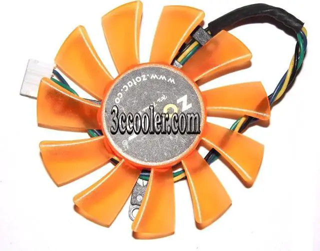 Alt view image 2 of 2 - for Power Logic 55mm PLD06010B12HH 12V 0.4A 4 Wire 4 pins 32*39*43mm 11 orange blades vga fan graphics card cooler