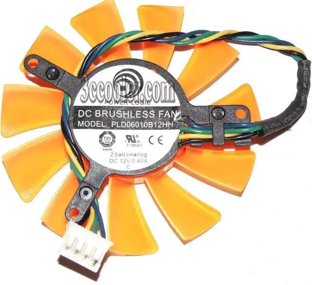 Main image of for Power Logic 55mm PLD06010B12HH 12V 0.4A 4 Wire 4 pins 32*39*43mm 11 orange blades vga fan graphics card cooler