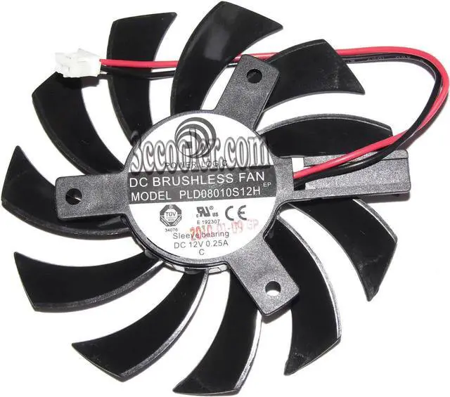 Main image of for Power Logic PLD08010S12H 12V 0.25A 2 wires 2 pins vga fan graphics card cooler