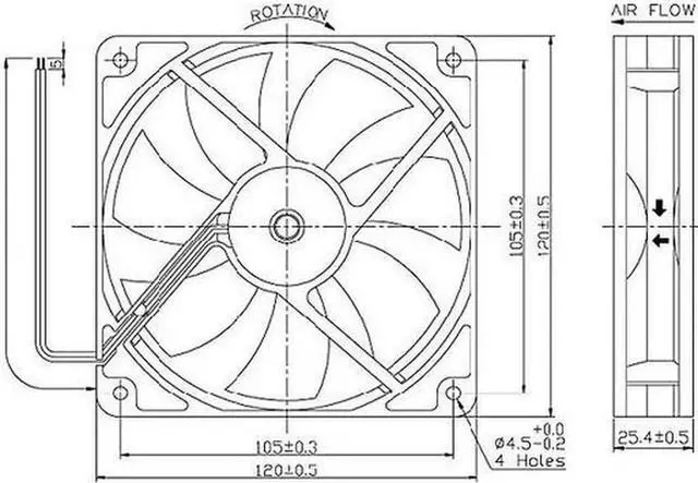 Alt view image 2 of 4 - for Y.S. TECH 12cm KM121225LS Sleeve bearing Cooler with 12V 0.18A 2 Wires 3Pins Connector