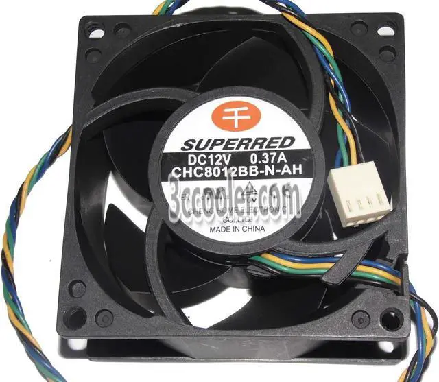 Main image of for SUPERRED 8038 80*38mm CHC8012BB-N-AH 12V 0.37A 4 Wires 4 Pins Case fan 8CM server cooler