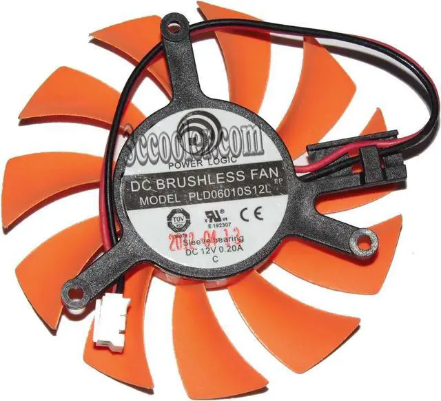Alt view image 2 of 2 - for Power Logic PLD06010S12L 12V 0.2A 2 wires 2 pins 11 blades vga fan graphics card cooler