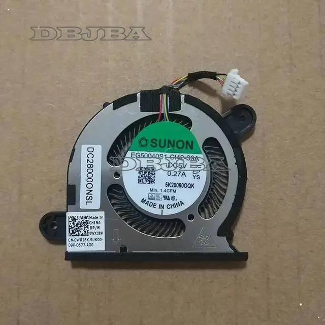 Main image of Laptop CPU cooling fan for SUNON EG50040S1-CI42-S9A DC28000ONSL 0WX28K 5V 0.27A