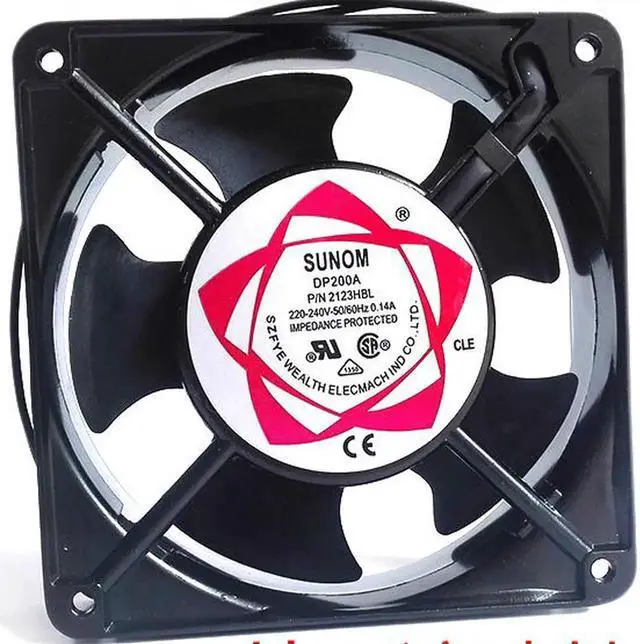 Main image of for SUNOM 12cm DP200A 2123HBL AC 220~240V 0.14A 50/60(Hz) Metal Frame 2-Balls Bearing Cooling Fan For case Box
