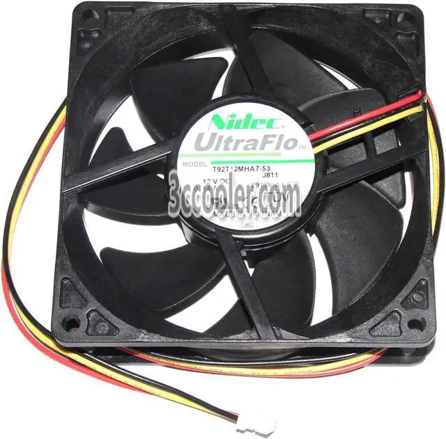 Main image of for Original Nidec T92T12MHA7-53 9225 9CM NBR Hydraulic Bearing Cooling fan with 12V 0.14A 2400 RPM 25dbA 92X92X25MM 3 Wires 3Pins Connector