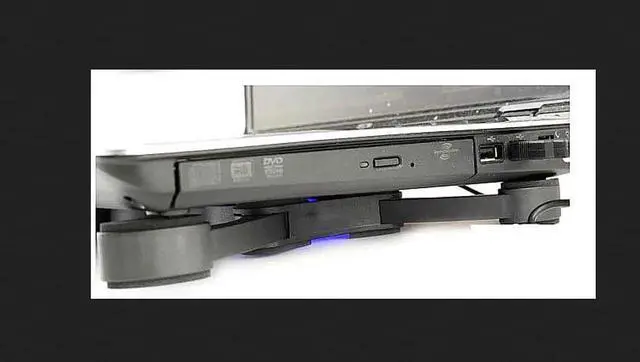 Alt view image 2 of 4 - for USB folded cooling base with double fans black color blue led light For notebook, laptop