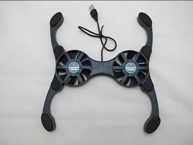 Alt view image 4 of 4 - for USB folded cooling base with double fans black color blue led light For notebook, laptop