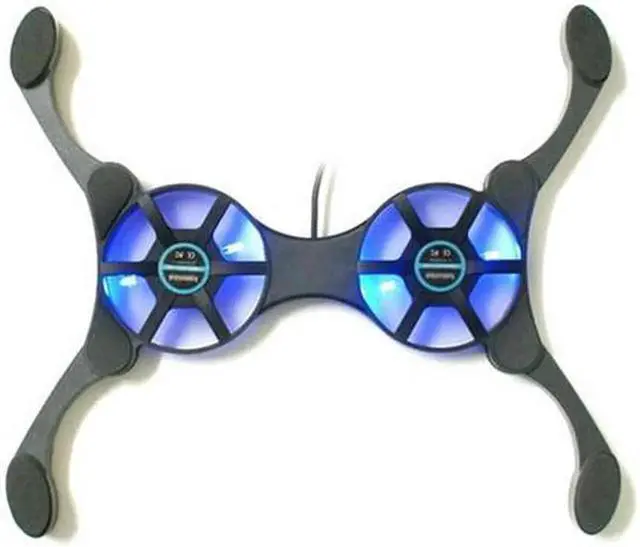 Main image of for USB folded cooling base with double fans black color blue led light For notebook, laptop