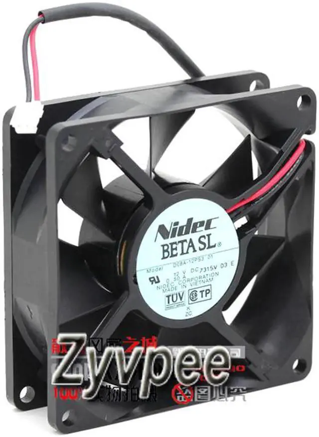 Main image of for 10 Pcs for DC square Cooler of NIDEC 8025 D08A-12PS3 01 with 12V 0.5A 2-Wires 2 Pins case cpu fan