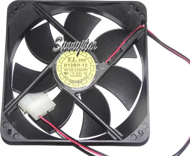 Main image of for Yateloon 12CM 120*25mm D12BH-12 GP 12V 0.30A 2 Wires 2 Pins D-connector Case fan for cpu server case