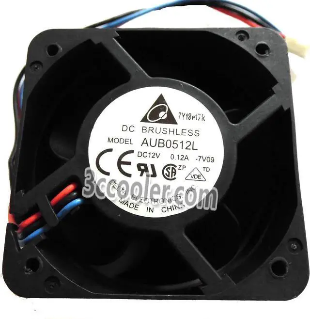 Main image of for DC Square Cooler of Delta 5025 AUB0512L with 12V 0.12A 3-Wires